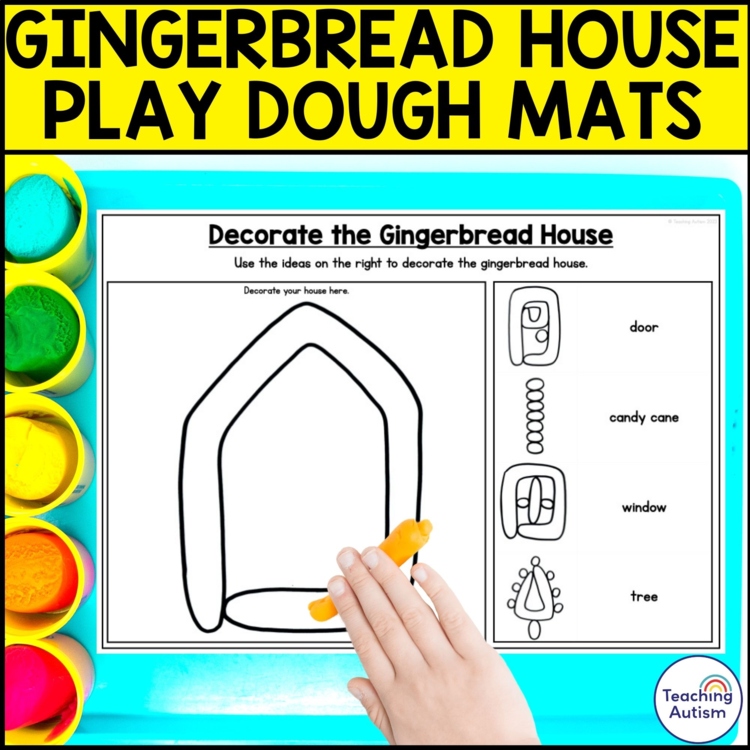 Gingerbread House Play Dough Mats | Fine Motor & Visual Skills Centers