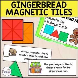 Free Gingerbread Magnetic Tile Challenge Cards | Gingerbread Man Task Box