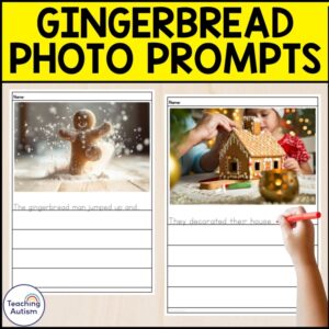 Gingerbread Photo Writing Prompt Worksheets | Gingerbread Man Activities