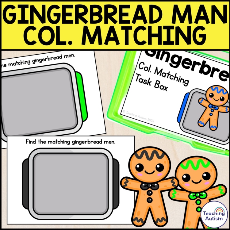 Gingerbread Color Matching Task Box | Gingerbread Man Task Box