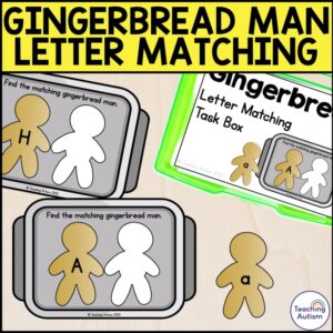 Gingerbread Letter Matching Task Box | Gingerbread Man Task Box
