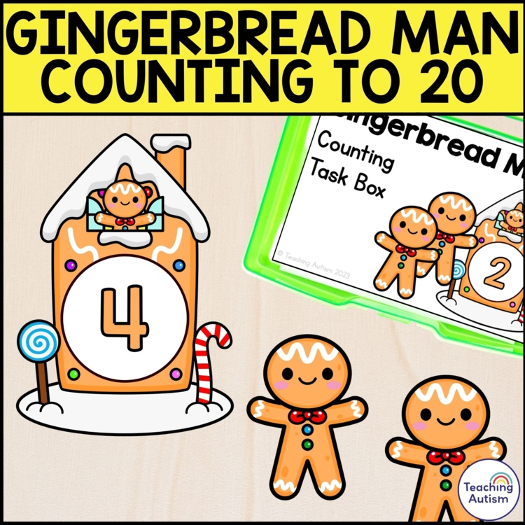 Gingerbread Counting to 20 Task Box | Gingerbread Man Task Box