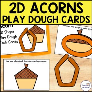 2D Shape Acorns Play Dough | Acorn Play Dough Cards