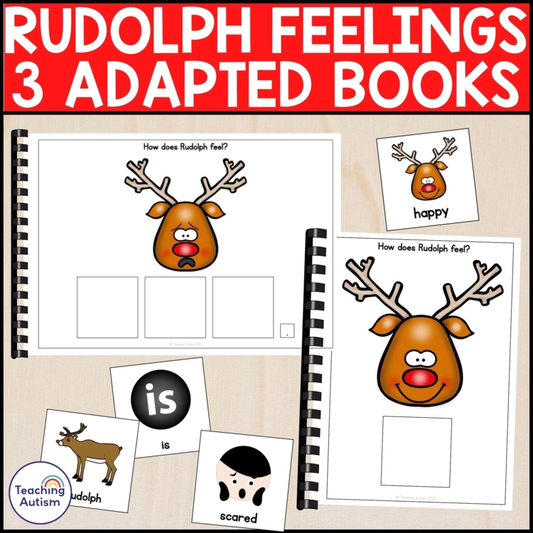 3 Rudolph Feelings Adapted Books for Special Education | Christmas Adapted Books