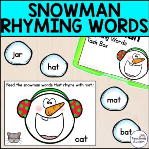 Snowman Rhyming Words Task Box | Winter Task Boxes for Special Education