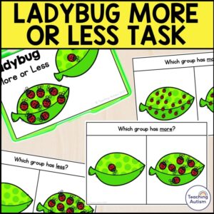 Ladybug More or Less Task Box | Ladybug Math Activities