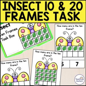 Butterfly Ten Frame Task Cards | Twenty Frame Task Boxes for Special Education