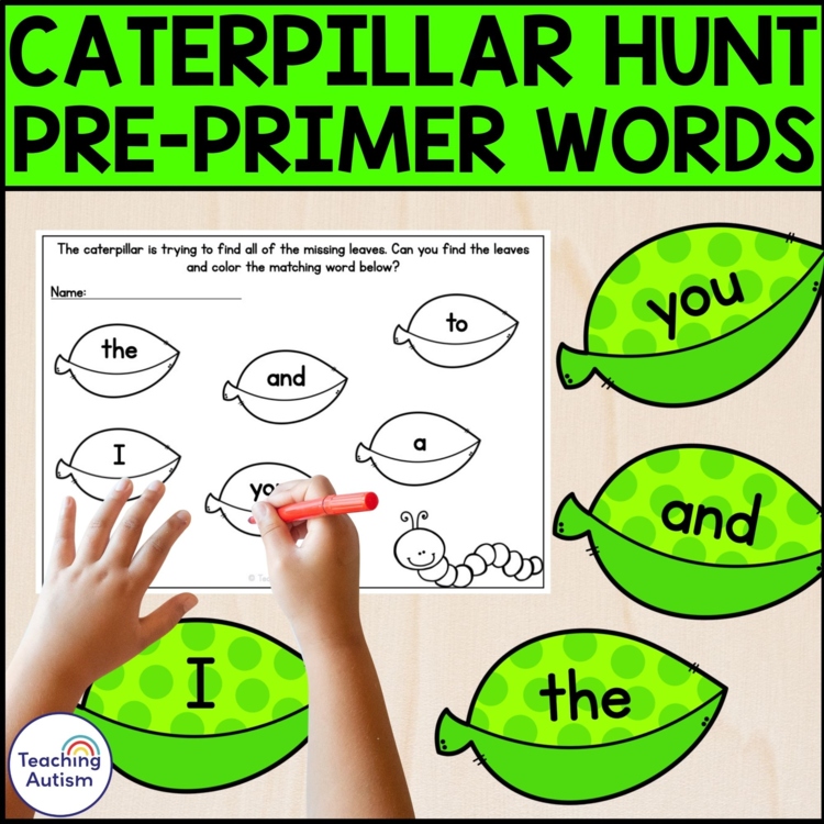 Pre Primer Sight Words | Caterpillar Sight Word Worksheets