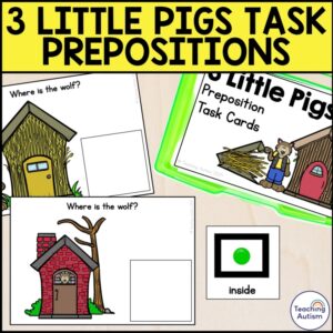 3 Little Pigs Task Box | Prepositions Where is the Wolf?