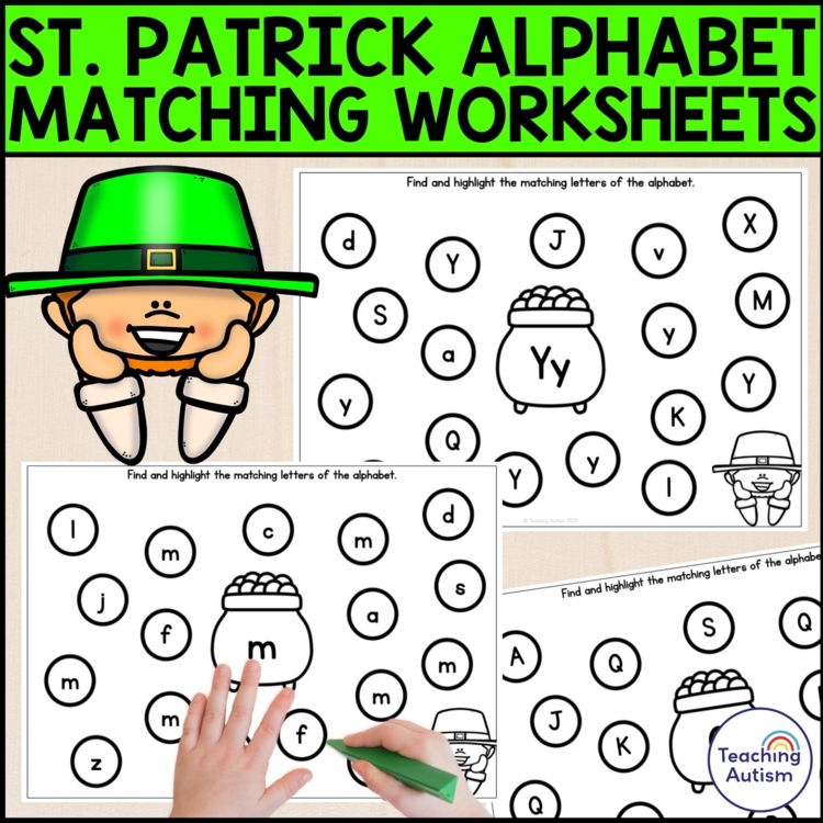 St Patrick's Day Alphabet Recognition Worksheets | No Prep Worksheets
