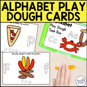 Alphabet Play Dough Task Cards | Initial Sound Activities for Special Education
