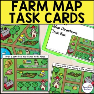 Farm Map Directions Task Cards | Farm Activities for Special Education