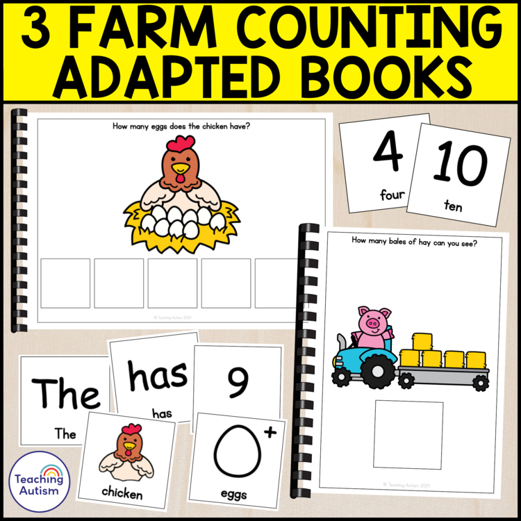 3 Farm Counting Adapted Books for Special Education | Farm Math Activities