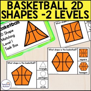 Basketball 2D Shape Matching Task Box | Basketball Math Activities