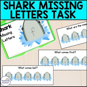 Shark Missing Letters Task Box | Ocean Alphabet Activities