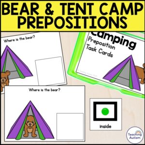 Bear and Tent Prepositions Task Box | Camping Task Boxes for Special Education