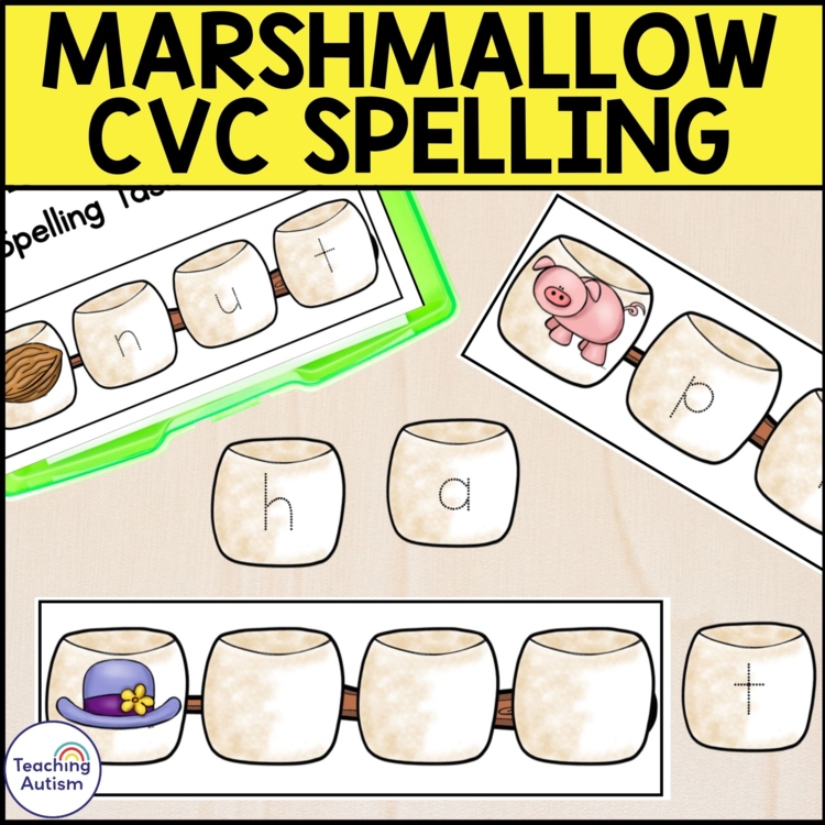 Toasting Marshmallow Spelling CVC Words Task Box | Camping Activities