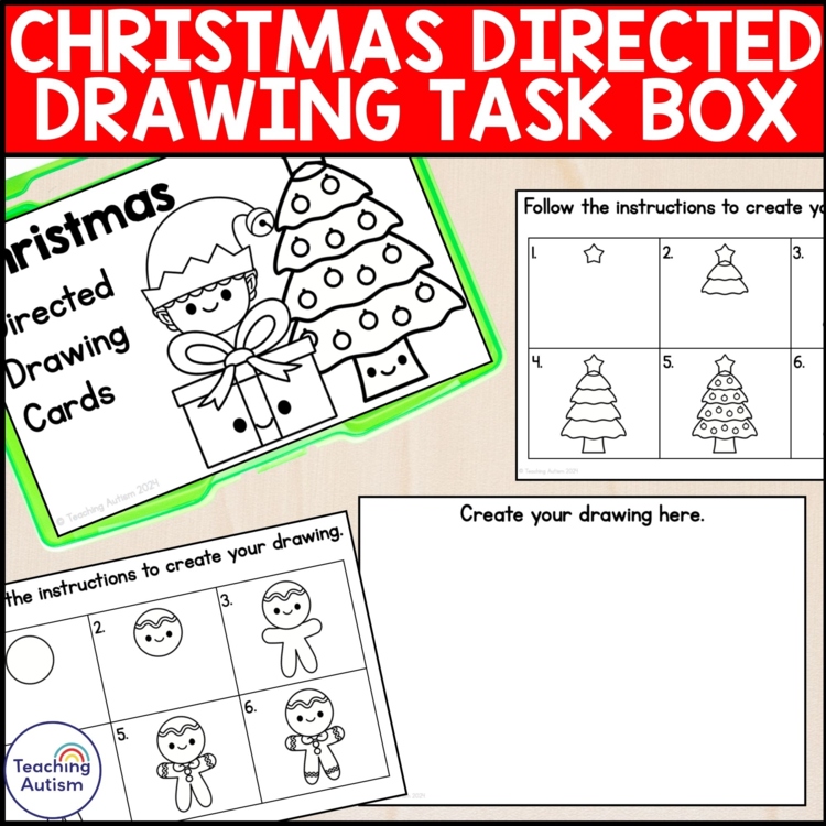 Christmas Directed Drawing Task Box | ChristmasTask Boxes for Special Education