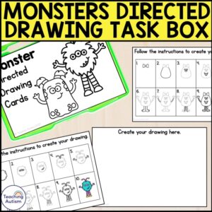 Monsters Directed Drawing Task Box | Halloween Task Boxes for Special Education