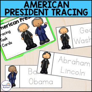 American President Tracing Task Box | Patriotic Task Boxes for Special Education