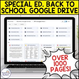 Back to School Special Education Google Drive | First Month Classroom Setup