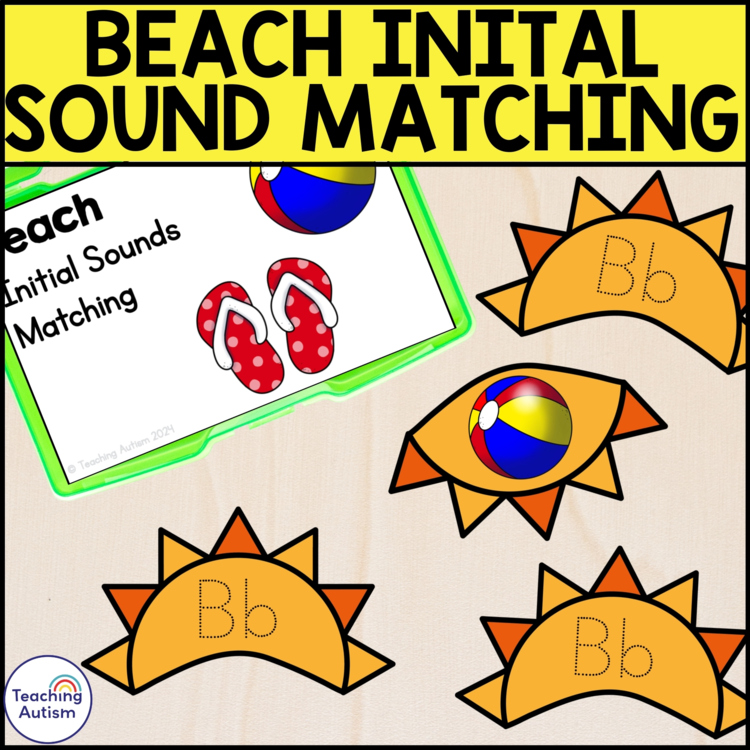 Beach Initial Sound Matching Task Box | Summer Literacy Activities
