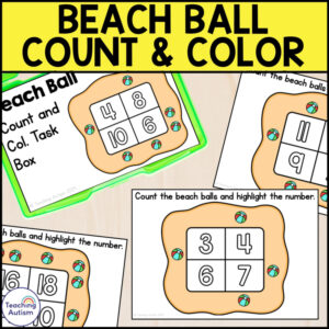 Beach Ball Count and Color Task Box | Summer Math Activities