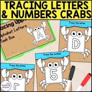 Tracing Letters and Numbers Crab Task Box | Beach Task Boxes for Special Ed