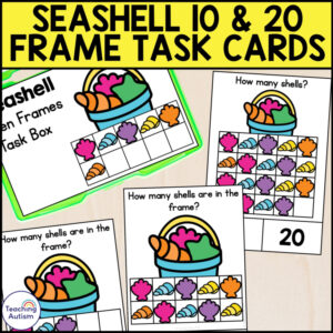Seashell Ten Frame and Twenty Frame Task Cards | Beach Task Box