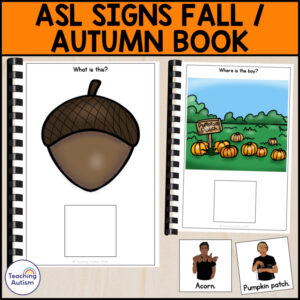 ASL Fall Vocabulary Adapted Book for Special Education | ASL Signs Activities