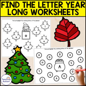 Find the Alphabet Letter Worksheets | Year Long Growing Bundle