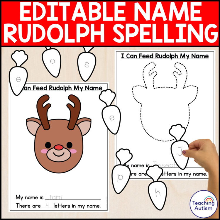 Editable Name Spelling Rudolph Craft | Christmas Name Crafts
