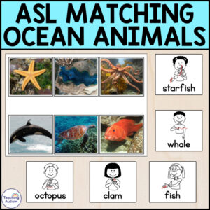 ASL Ocean Animals Matching Activity | American Sign Language Activities