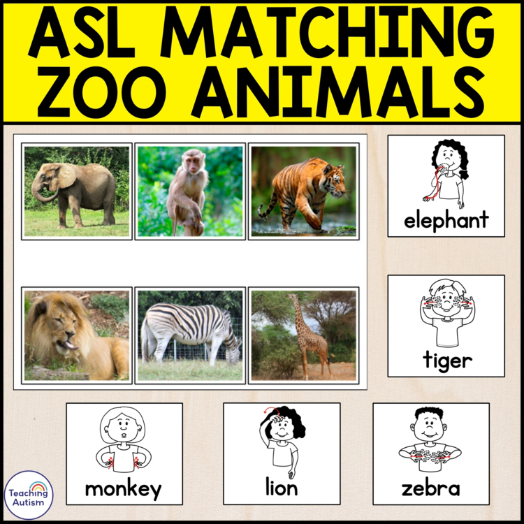 ASL Zoo Animals Matching Activity | American Sign Language Activities