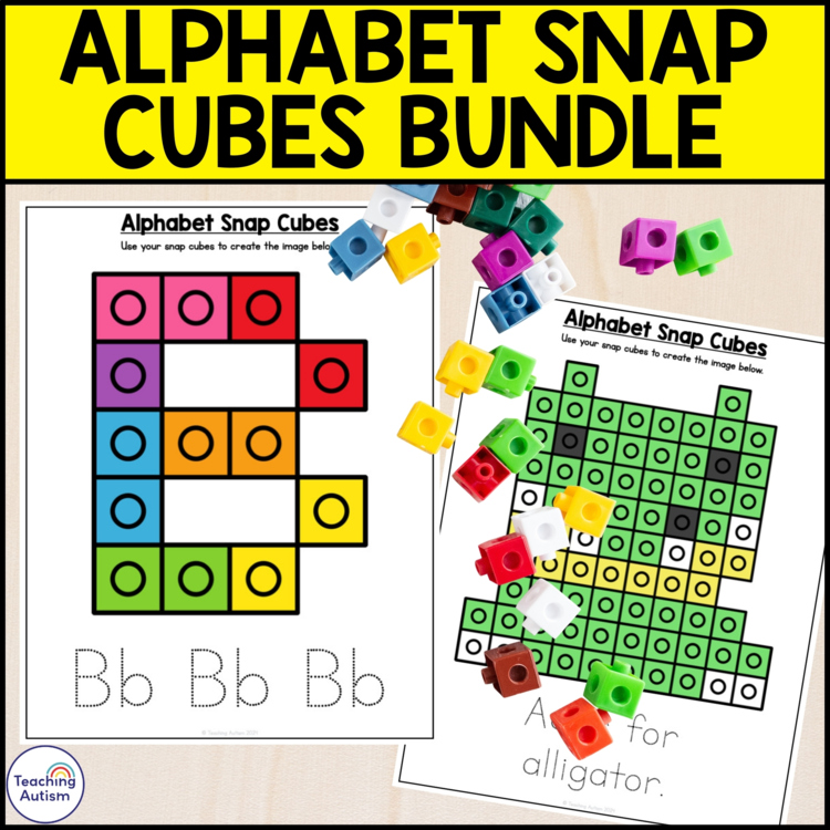 Alphabet Snap Cubes Activity Mats for Special Education | Fine Motor Letter Mats