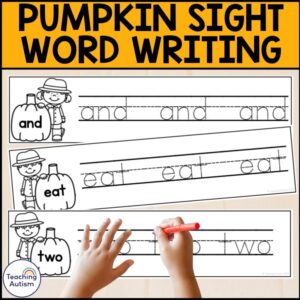 Pumpkin Sight Word Writing Skills - 2 Levels | Pumpkin Activities for Special Ed