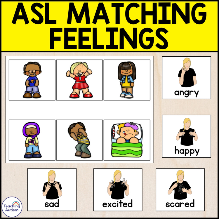 ASL Feelings Matching Activity | American Sign Language Activities