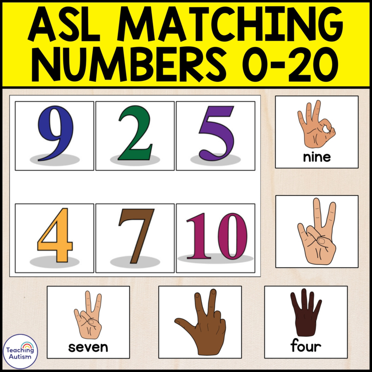 ASL Numbers 0-20 Matching Activities | American Sign Language Activities