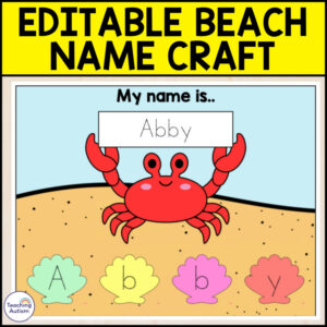 Editable Name Spelling Crab Craft | Beach Name Crafts