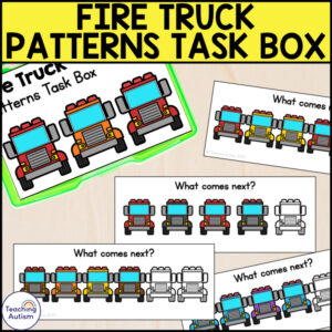 Fire Truck Patterns Task Box | Community Helper Task Boxes for Special Education