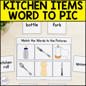 Kitchen Word to Picture Matching | Kitchen Vocabulary Activities for Special Ed