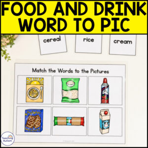Food Word to Picture Matching | Food Vocabulary Activities for Special Education
