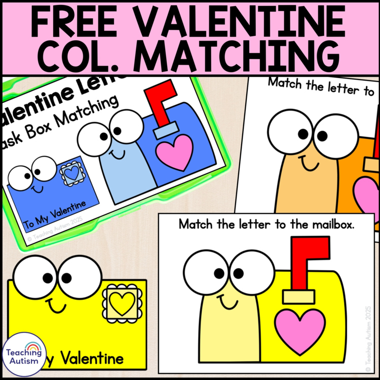 Free Valentine's Day Color Matching Task Box | Task Boxes for Special Education