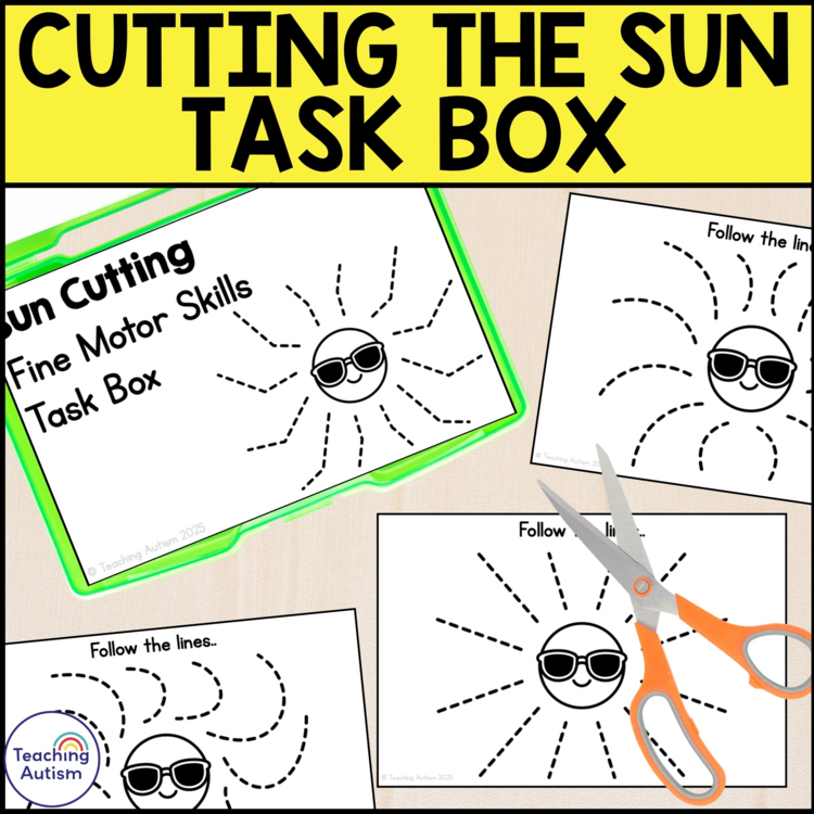 Cutting the Sun Fine Motor Skills Task Box | Weather Scissor Cutting Practice
