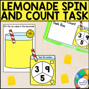 Lemonade Spin and Count Task Box | Summer Math Centers