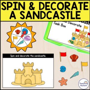 Spin and Build a Sandcastle Task Box | Fine Motor Summer Activity