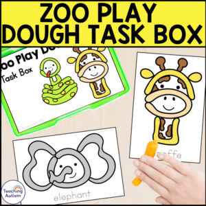 Zoo Animal Play Dough Task Box | Fine Motor & Vocabulary Activity for Special Ed