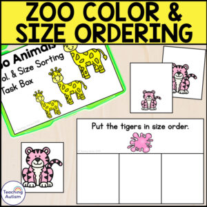 Zoo Animals Color Matching and Size Ordering Task Box | Zoo Activities