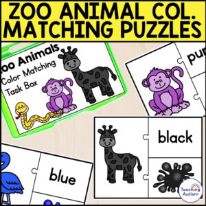 Zoo Animals Color Matching Task Box | Zoo Activities