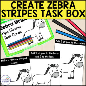 Zebra Stripes Task Box | Pipe Cleaner Fine Motor Activity for Special Education
